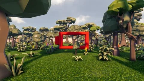 3D Render low Polygon background with natural landscape scenery and empty r.. 스톡 일러스트