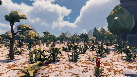 3D Render low Polygon background with natural landscape scenery and Snow on.. Stock Illustration