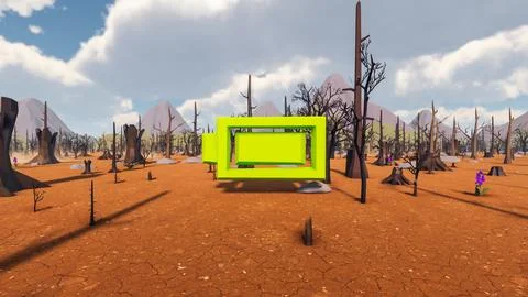 3D Render low Polygon background with natural landscape scenery and  Icon f.. Stock Illustration