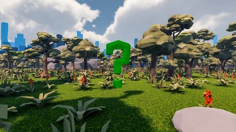 3D Render low Polygon background with natural landscape forest scenery and .. Stock Illustration