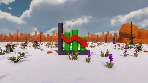 3D Render low Polygon background with natural landscape scenery and decay cha Stock Illustration