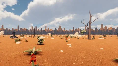 3D Render low Polygon background with natural landscape scenery and dirty g.. Stock Illustration