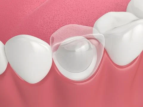 3d render of lower jaw with dental post and core tooth restoration Stock Illustration
