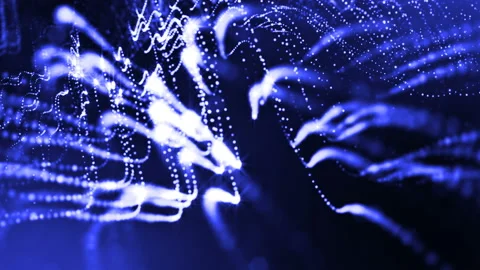 3d render of luminous particles as science fiction background or modern abstract Video stock 89297783