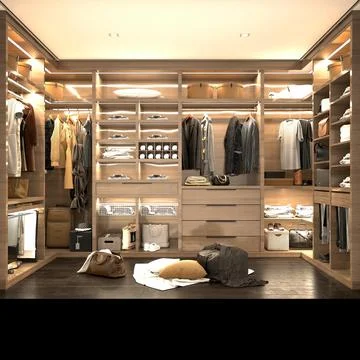 3d render luxury dressing room interior Stock Photos