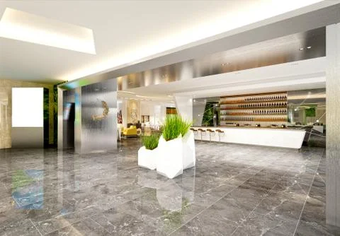 3d render of luxury hotel reception lobby イラスト素材