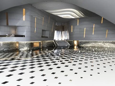 3d render of luxury hotel reception lobby Stock Illustration
