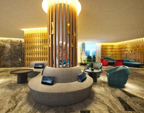 3d render of luxury hotel reception lobby Stock Illustration