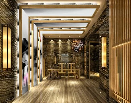 3d render of luxury hotel reception lobby Stock Illustration