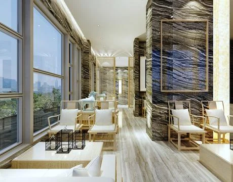 3d render of luxury hotel reception lobby Stock Illustration