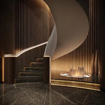 3d render of luxury hotel reception lobby Stock Illustration