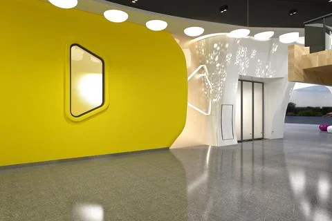 3d render of luxury hotel reception lobby Illustrazione stock