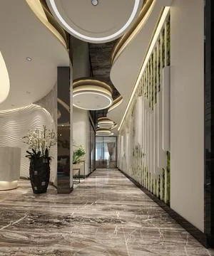 3d render of luxury hotel reception lobby Stock Illustration