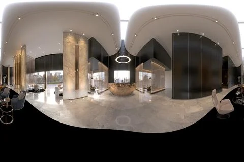3d render of luxury hotel reception lobby Stock Illustration