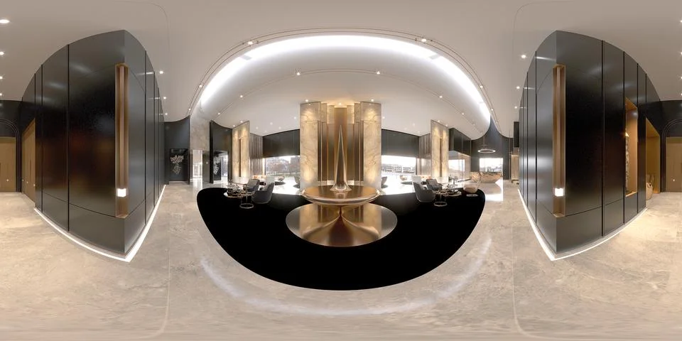 3d render of luxury hotel reception lobby Stock Illustration