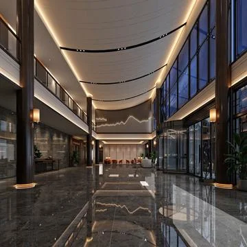 3d render of luxury hotel reception lobby Stock Illustration