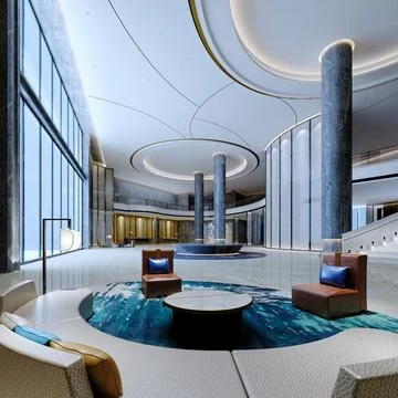 3d render of luxury hotel reception lobby Stock Illustration