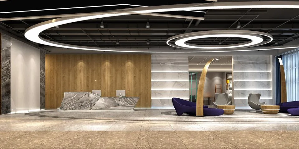 3d render of luxury hotel reception lobby Stock Illustration