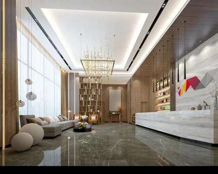 3d render of luxury hotel reception lobby Stock Illustration