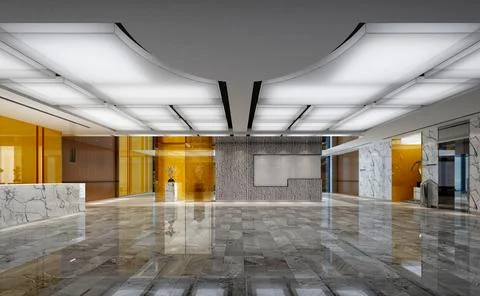 3d render of luxury hotel reception lobby Stock Illustration