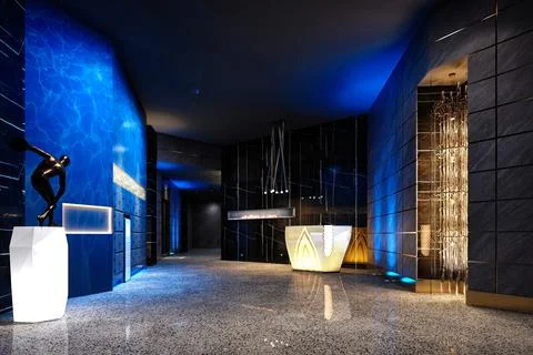 3d render of luxury hotel reception lobby Stock Illustration