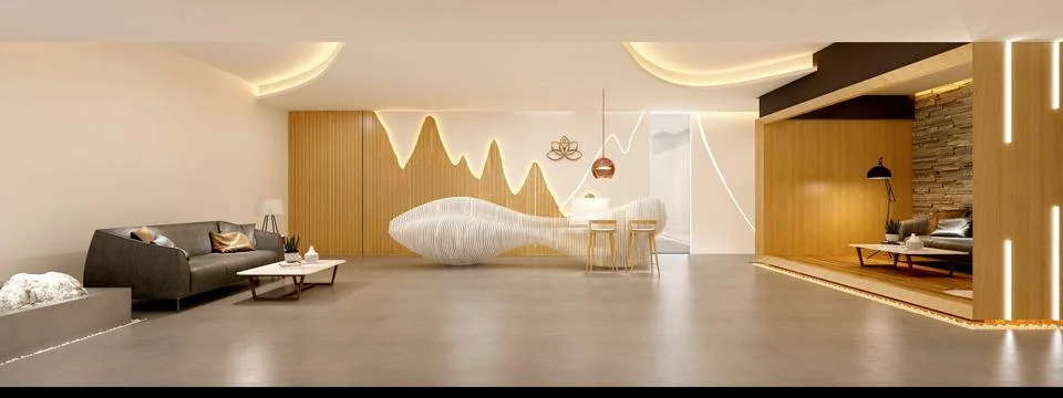 3d render of luxury hotel reception lobby Stock Illustration