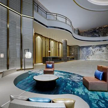 3d render of luxury hotel reception lobby Stock Illustration