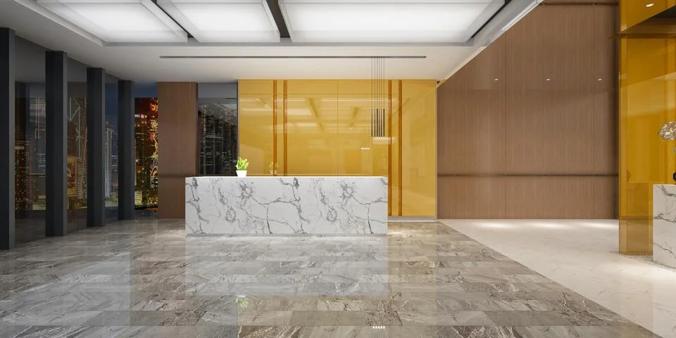 3d render of luxury hotel reception lobby Stock Illustration