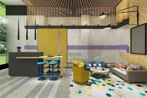 3d render of luxury hotel reception lobby Stock Illustration