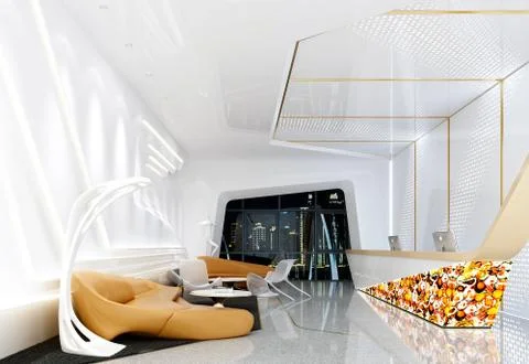 3d render of luxury hotel reception lobby Foto stock