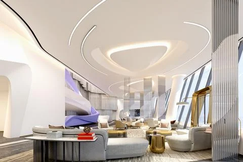 3d render of luxury hotel reception lobby Fotos de archivo