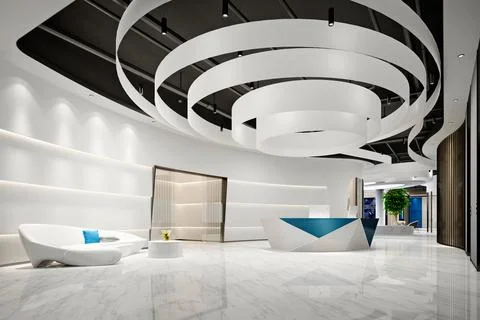 3d render of luxury hotel reception lobby Fotos de archivo
