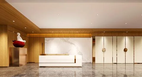 3d render of luxury hotel reception lobby Fotos de archivo
