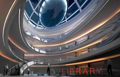 3d render of luxury library building Stock Illustration