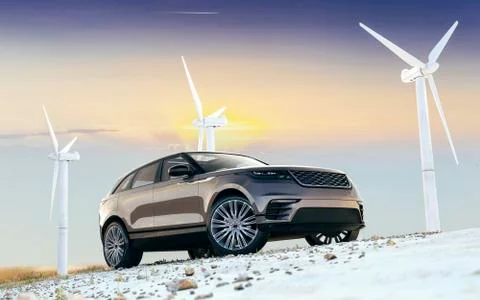 3d render of luxury SUV car 库存插图