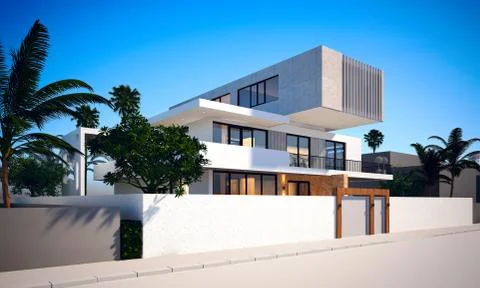 3d render of luxury villa house Stock Illustration