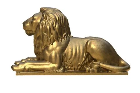 3D render of lying lion gold sculpture isolated on white Stock Illustration