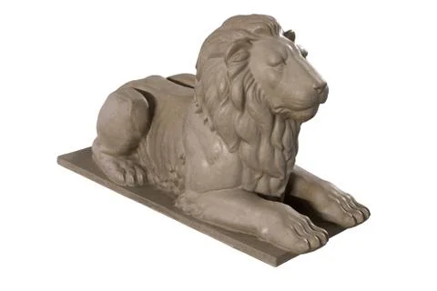 3D render of lying lion stone sculpture isolated on white Stock Illustration