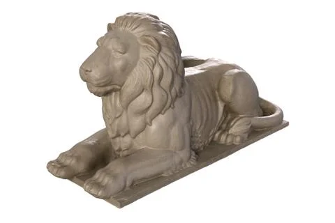 3D render of lying lion stone sculpture isolated on white Stock Illustration