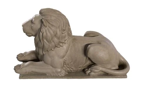 3D render of lying lion stone sculpture isolated on white Stock Illustration