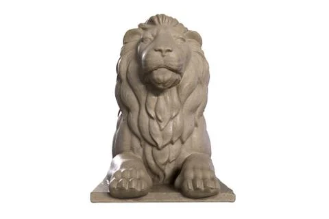 3D render of lying lion stone sculpture isolated on white Stock Illustration