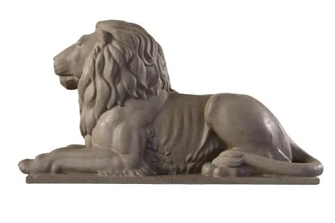 3D render of lying lion stone sculpture isolated on white Illustrazione stock