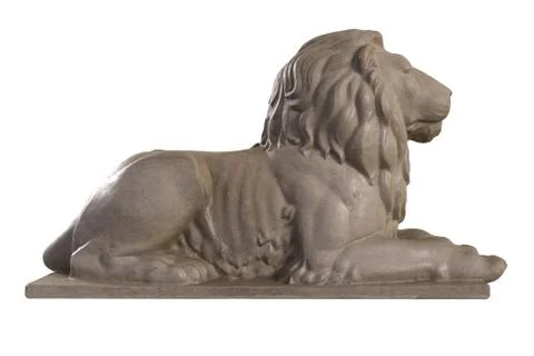 3D render of lying lion stone sculpture isolated on white Stock Illustration