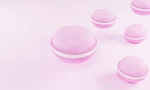3d render. macarons on a pink background. 3d vertical illustration Stock Illustration
