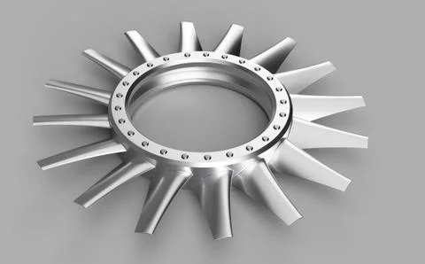 3D Render Of Machine Part. Turbine Rotor Blades Stock Illustration