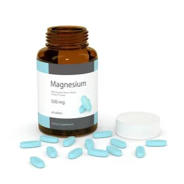 3d render of magnesium container with pills Stock Illustration