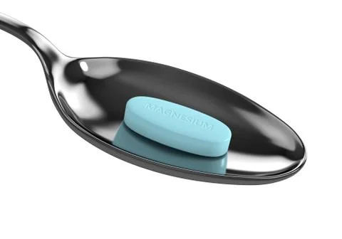 3d render of magnesium pill on spoon Stock Illustration