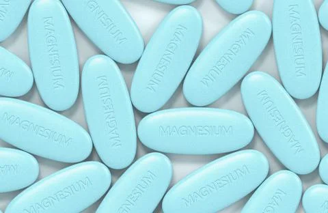 3d render of magnesium pills Illustrazione stock
