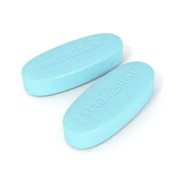 3d render of magnesium pills over white Stock Illustration