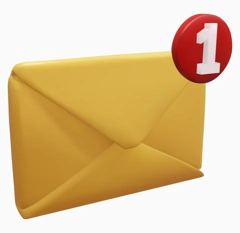 3D render mail envelope icon. Unread message. Stock Illustration